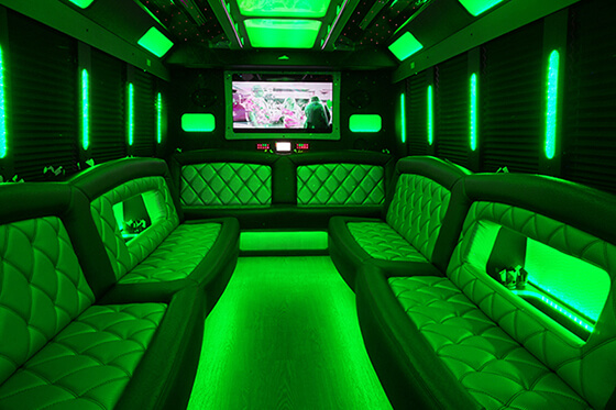 vibrant lights on party bus