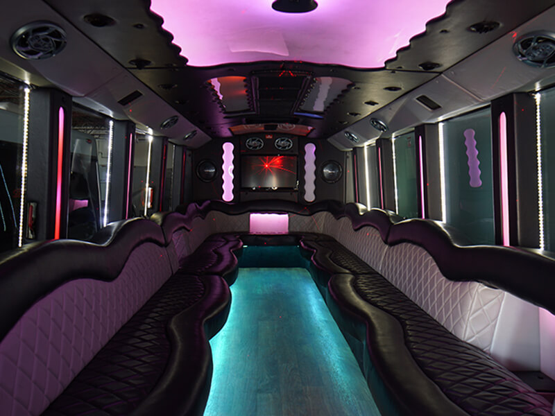 bus with neon lights